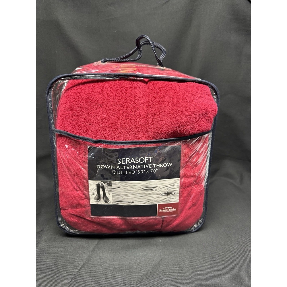 NIP Berkshire Blanket Red Searssoft Down Alternate Throw 50" X 70"